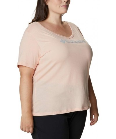 Women's Mount Rose Relaxed Tee Shirt, Jersey Cotton Blend Peach Cloud Heather/Logo $9.13 T-Shirts