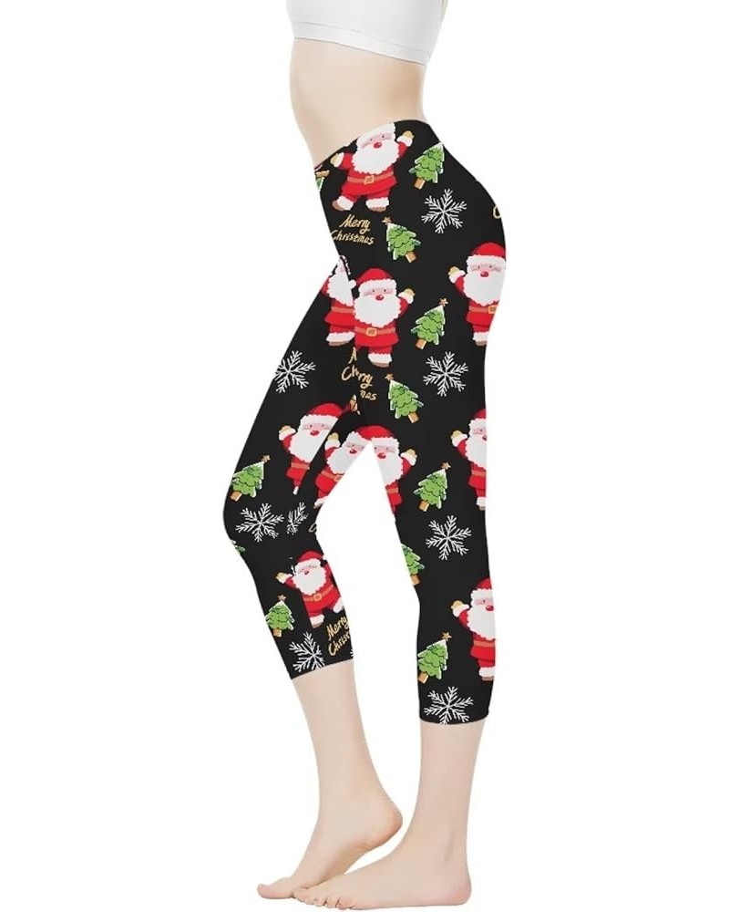 Tummy Control Gym Leggings for Women High Waisted Capri Pants Butt Lift Christmas Santa Claus 1 $10.25 Leggings