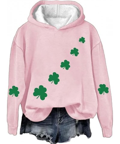 St Patricks Day Sweatshirt Women Funny Shamrock Irish Lucky American Flag Sweater Hoodie Plus Size Long Sleeve Shirts Tops 20...