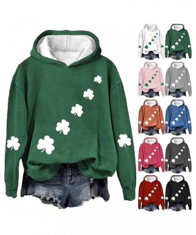 St Patricks Day Sweatshirt Women Funny Shamrock Irish Lucky American Flag Sweater Hoodie Plus Size Long Sleeve Shirts Tops 20...