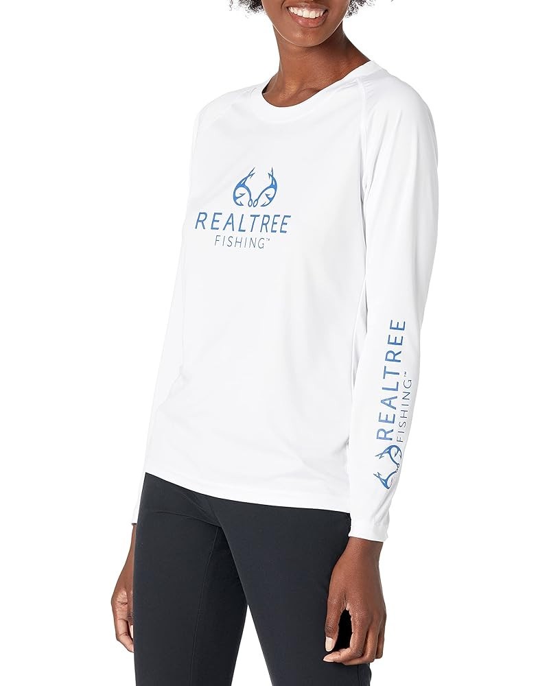 Women's Ladies Realtree Fishing Long Sleeve Tee White $11.47 Activewear