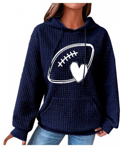 Oversized Hoodie For Women Football Graphic Quilted Pattern Pullover Fall Fashion Clothes With Pocket Trendy 2023 04 Blue $11...