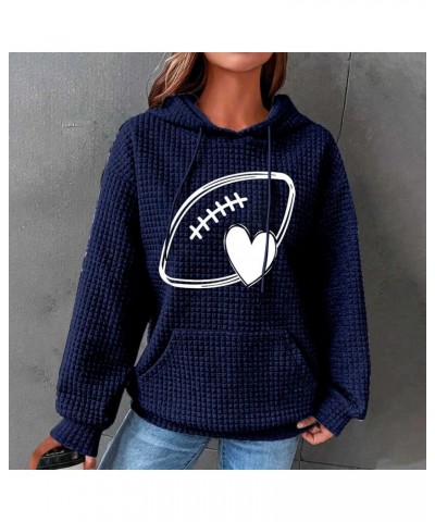 Oversized Hoodie For Women Football Graphic Quilted Pattern Pullover Fall Fashion Clothes With Pocket Trendy 2023 04 Blue $11...