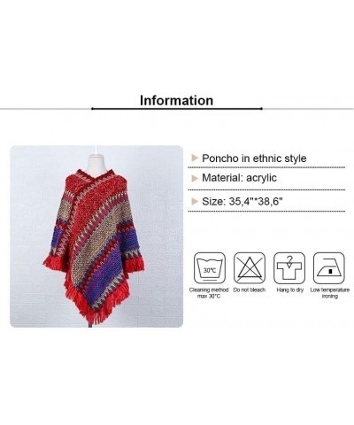 Knitted Poncho Sweater for Women - Soft, Warm and Thick Cardigan Style Shawls and Wraps with Fringe and Tassels Olive-coral $...