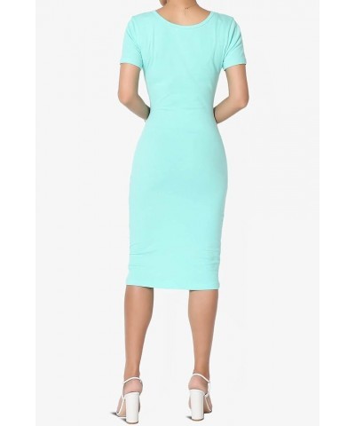 Sleeveless Scoop Neck Stretch Jersey Bodycon Pencil Midi Tank Dress S/S Mint $10.79 Tops