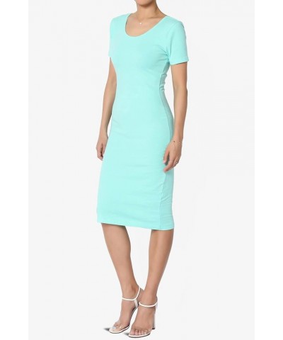 Sleeveless Scoop Neck Stretch Jersey Bodycon Pencil Midi Tank Dress S/S Mint $10.79 Tops