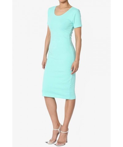 Sleeveless Scoop Neck Stretch Jersey Bodycon Pencil Midi Tank Dress S/S Mint $10.79 Tops