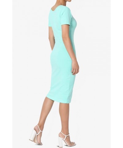 Sleeveless Scoop Neck Stretch Jersey Bodycon Pencil Midi Tank Dress S/S Mint $10.79 Tops