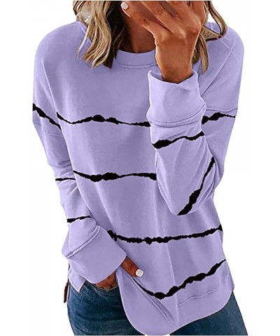 Long Sleeve Shirts for Women Plus Size Womens Going Out Tops Classic Graphic Tees Trendy Ladies Crew Neck Blouses D-purple $6...