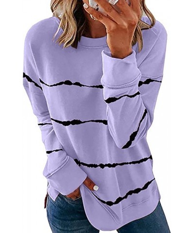 Long Sleeve Shirts for Women Plus Size Womens Going Out Tops Classic Graphic Tees Trendy Ladies Crew Neck Blouses D-purple $6...