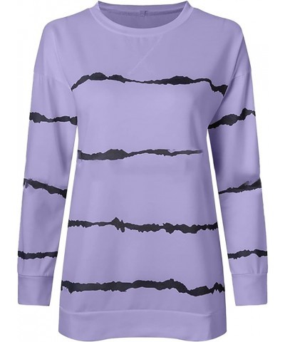 Long Sleeve Shirts for Women Plus Size Womens Going Out Tops Classic Graphic Tees Trendy Ladies Crew Neck Blouses D-purple $6...