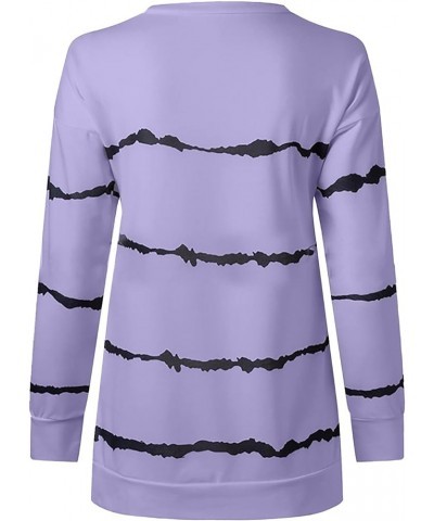 Long Sleeve Shirts for Women Plus Size Womens Going Out Tops Classic Graphic Tees Trendy Ladies Crew Neck Blouses D-purple $6...