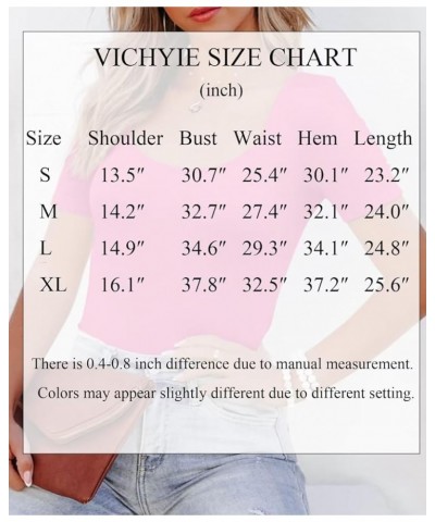 Summer Women's Scoop Neck Short Sleeve Shirts Ribbed Slim Fitted Casual Basic Top Blouses Short Sleeve Red $12.47 Blouses