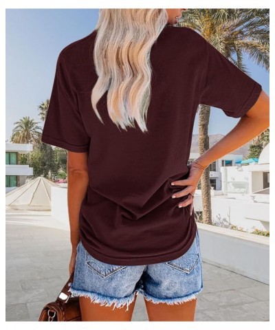 Women Los Angeles Graphic T Shirts California Letter Print Short Sleeve Tee Loose Casual Tops 11 Burgundy $10.56 T-Shirts