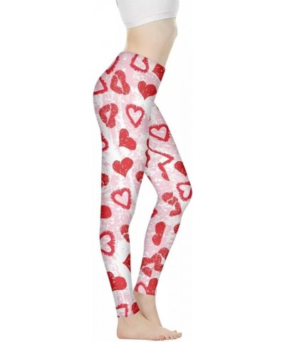 Workout Leggings for Yoga Running Tummy Control, Printed Fitness Tights Pants High Waisted Pink Love Design $15.67 Leggings