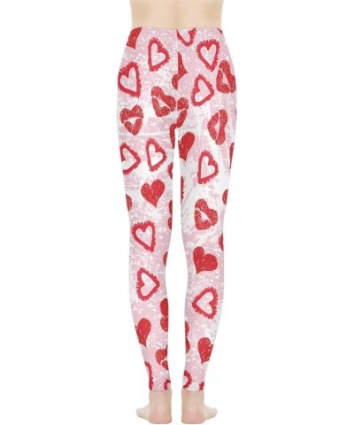 Workout Leggings for Yoga Running Tummy Control, Printed Fitness Tights Pants High Waisted Pink Love Design $15.67 Leggings