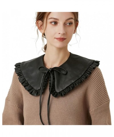 Fake Collar Detachable Blouse False Collar Little Shawl Top for Women Teens Girls Leatherblack $9.34 Blouses