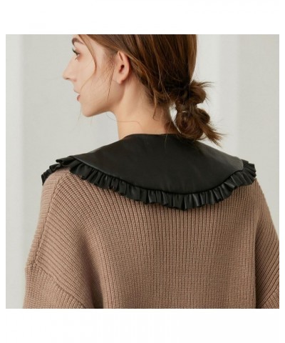 Fake Collar Detachable Blouse False Collar Little Shawl Top for Women Teens Girls Leatherblack $9.34 Blouses