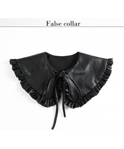 Fake Collar Detachable Blouse False Collar Little Shawl Top for Women Teens Girls Leatherblack $9.34 Blouses