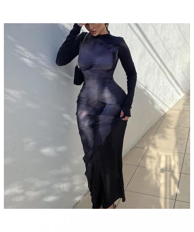 Womens Sexy Fashion 3D Printing Elegant Bodycon Long Sleeve Wrap Front Basic Maxi Long Dress Party Clubwear 2-black $20.99 Dr...