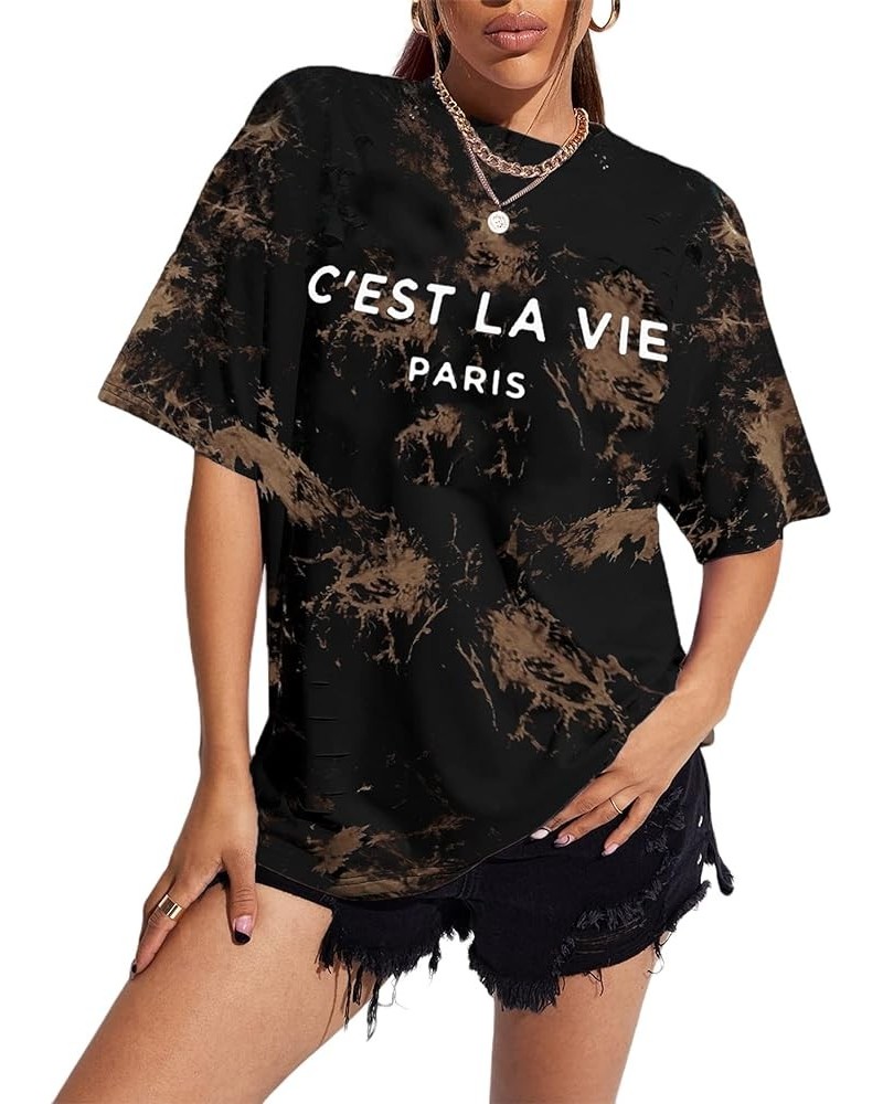 Womens Oversized T Shirt Graphic Tee Casual Summer Loose Short Sleeve Top Black Red $12.97 T-Shirts