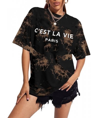 Womens Oversized T Shirt Graphic Tee Casual Summer Loose Short Sleeve Top Black Red $12.97 T-Shirts