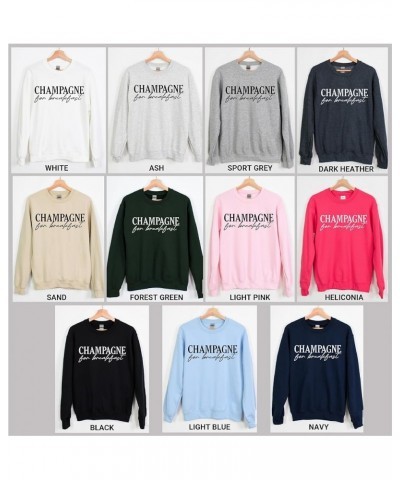 Champagne For Breakfast Sweatshirt Women Brunch Crewneck Sweatshirt Light Blue $11.56 Hoodies & Sweatshirts