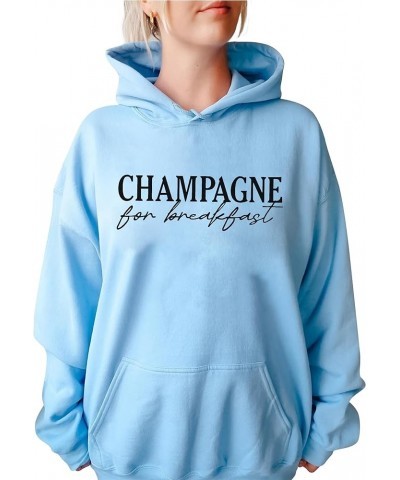 Champagne For Breakfast Sweatshirt Women Brunch Crewneck Sweatshirt Light Blue $11.56 Hoodies & Sweatshirts