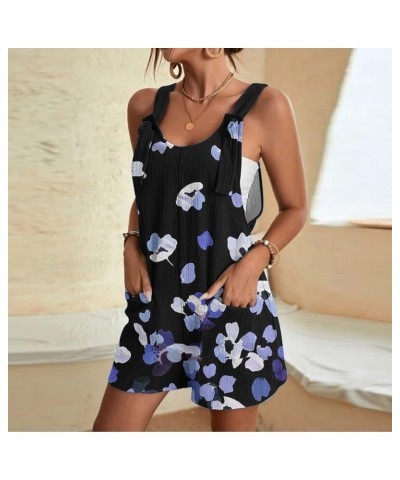 Women's Jumpsuits, Rompers for Women Summer Comfortable Casual Suspender Shorts Solid Color Overalls with Pockets Pants Black...