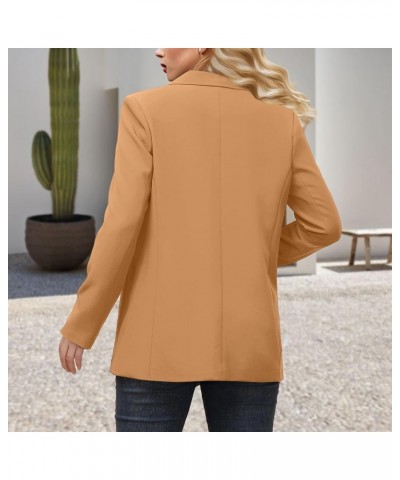 Women's Long Sleeve Casual Blazer Jacket Open Front Work Office Blazer Lapel Button Jacket Khaki $26.99 Suits