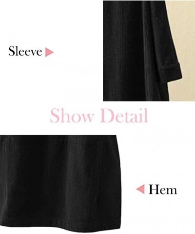 Women's Oversize Tunic Dress Corduroy Long Sleeve Tops with Pockets Black $20.80 Dresses