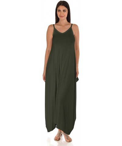 DFF Shop Women's Casual Loose Long Speghetti Strap Maxi Dresses (Size: S - 5X) Olive $16.10 Dresses