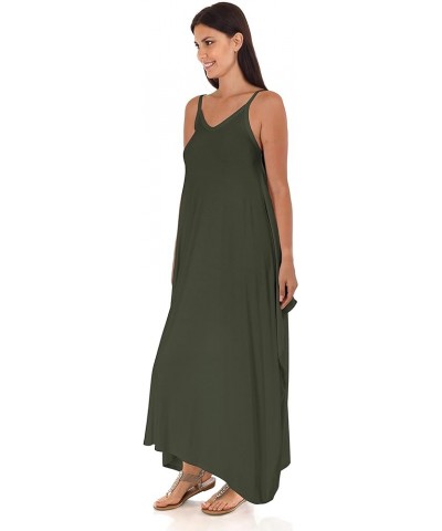 DFF Shop Women's Casual Loose Long Speghetti Strap Maxi Dresses (Size: S - 5X) Olive $16.10 Dresses