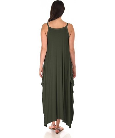 DFF Shop Women's Casual Loose Long Speghetti Strap Maxi Dresses (Size: S - 5X) Olive $16.10 Dresses