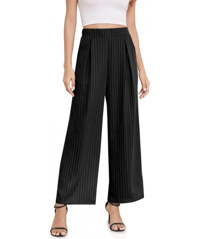 High Waisted Wide Leg Pants for Women Casual Flowy Long Loose Fit Palazzo Lounge Pants with Pockets B: Blackstripe $10.79 Pants