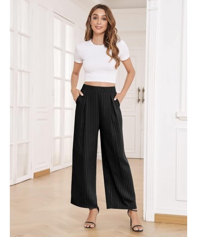 High Waisted Wide Leg Pants for Women Casual Flowy Long Loose Fit Palazzo Lounge Pants with Pockets B: Blackstripe $10.79 Pants