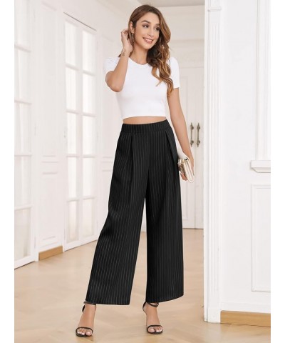 High Waisted Wide Leg Pants for Women Casual Flowy Long Loose Fit Palazzo Lounge Pants with Pockets B: Blackstripe $10.79 Pants