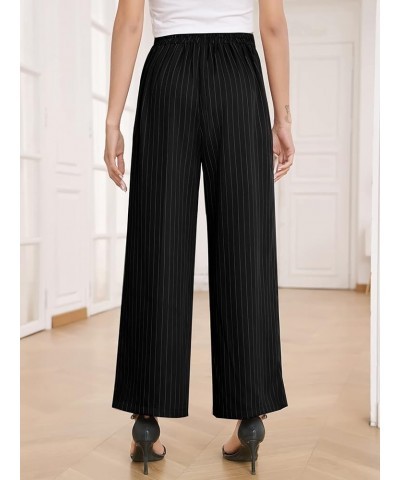 High Waisted Wide Leg Pants for Women Casual Flowy Long Loose Fit Palazzo Lounge Pants with Pockets B: Blackstripe $10.79 Pants