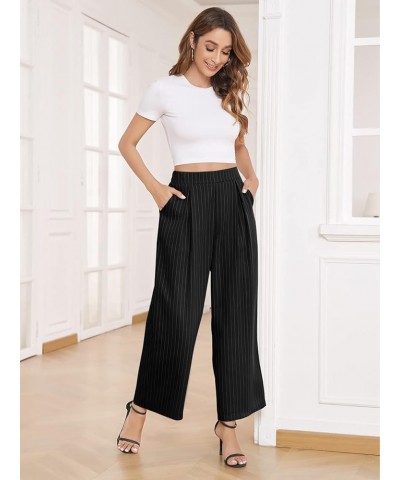 High Waisted Wide Leg Pants for Women Casual Flowy Long Loose Fit Palazzo Lounge Pants with Pockets B: Blackstripe $10.79 Pants