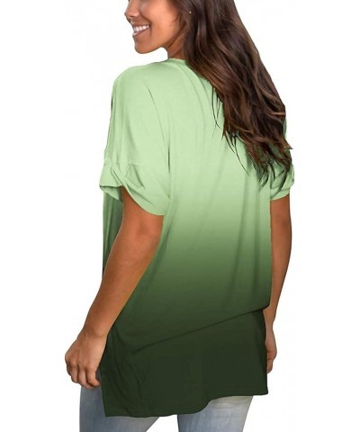 Tie Dye Summer Tops -Womens V Neck Short Sleeve Ombre Summer Casual T Shirts Plus Size Green $10.59 Tops