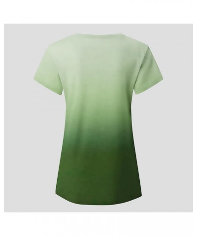 Tie Dye Summer Tops -Womens V Neck Short Sleeve Ombre Summer Casual T Shirts Plus Size Green $10.59 Tops