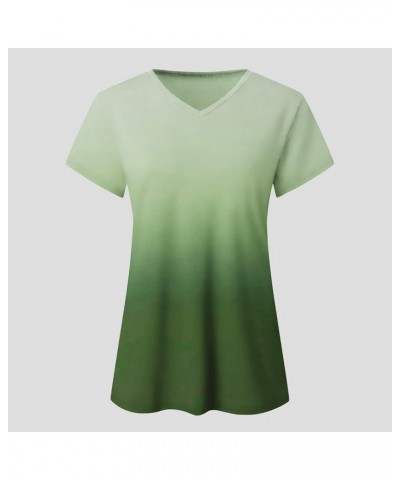 Tie Dye Summer Tops -Womens V Neck Short Sleeve Ombre Summer Casual T Shirts Plus Size Green $10.59 Tops