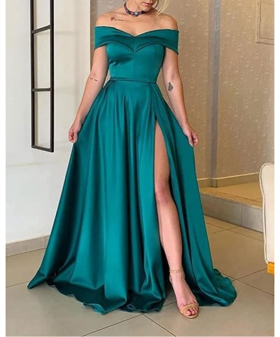 Women's Prom Dress Long Off The Shoulder Evening Dress A Line Military Ball Gown with Pockets Slit Party Dresses Burgundy $51...