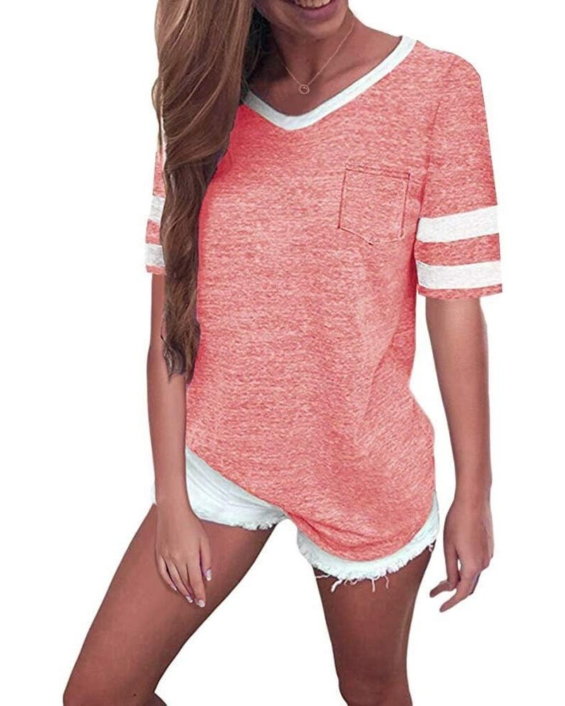 Womens Summer Tops Casual Short/Long Sleeve T-Shirts Pink $12.74 T-Shirts