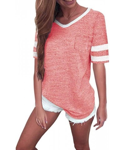 Womens Summer Tops Casual Short/Long Sleeve T-Shirts Pink $12.74 T-Shirts