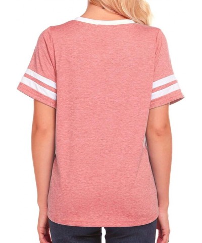 Womens Summer Tops Casual Short/Long Sleeve T-Shirts Pink $12.74 T-Shirts