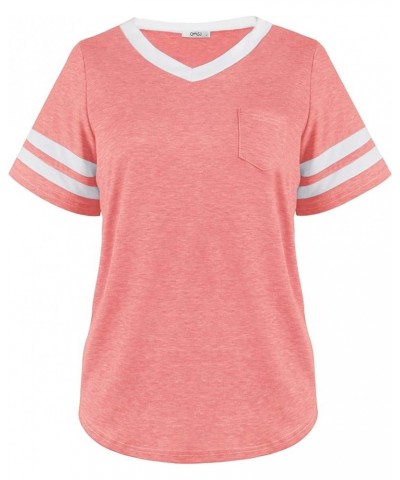 Womens Summer Tops Casual Short/Long Sleeve T-Shirts Pink $12.74 T-Shirts