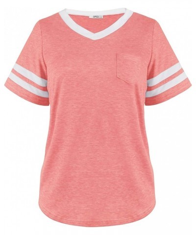 Womens Summer Tops Casual Short/Long Sleeve T-Shirts Pink $12.74 T-Shirts