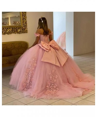 Off Shoulder Quinceanera Dresses for Girls 3D Flower Puffy Ball Gowns for Teens Sweet 16 Lace Prom Dresses for Women Yellow $...