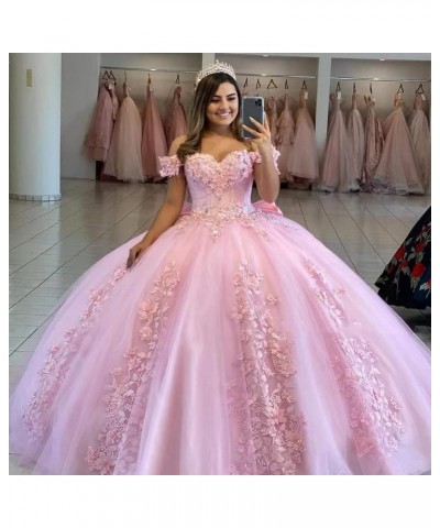 Off Shoulder Quinceanera Dresses for Girls 3D Flower Puffy Ball Gowns for Teens Sweet 16 Lace Prom Dresses for Women Yellow $...